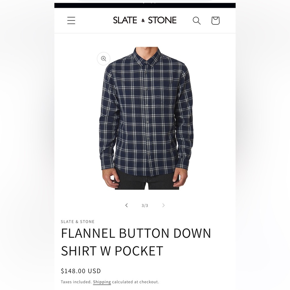 Slate & Stone Dark Blue Checkered Button Down Shirt